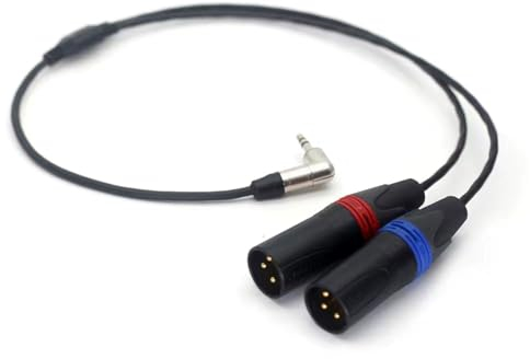 HangTon Audiokabel für Mixer, Recorder, Verstärker, Mikrofon, DJ-Musikinstrument, Empfänger, Kamera, 3,5 mm 1/8 Zoll auf 2 XLR 3-poligen Stecker, links rechts symmetrisch, 2-Kanal, 50 cm