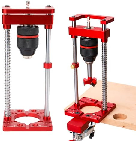 Hand Drill Holder, Portable Drill Press Stand Adjustable Drill Guide Attachment, Handheld Bench Drill Fixing Bracket 35mm Hinge Hole Locator for Hand Electric Drills, Bench Drills