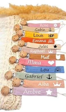 Attache tétine personnalisée en tissus (Attache + adapt MAM, Terracotta)