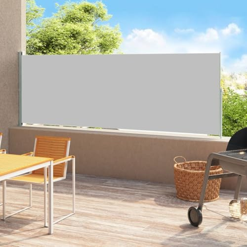 AUVYI Garten Seitenmarkise 220x500 cm Windschutz Ausziehbar Blickdicht Markise UV-Schutz Privacy Screen Outdoor Sichtschutz für Terrasse Balkon Sonnenschutz Side Awning Grau Stoff und Stahl