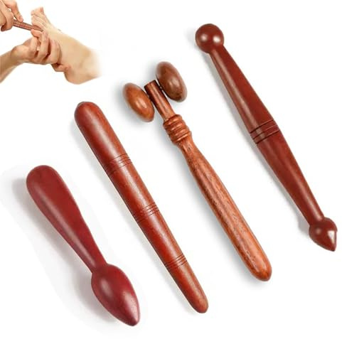 Eowppue Massagestab Holz Set - Erstklassiger Akkupressurstab & Triggerpunkt Massagegerät, Faszienstab - Ideales Physiotherapie Zubehör und ASMR Triggerpunkt Drücker