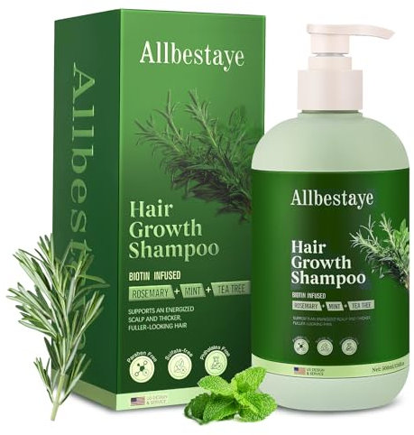Rosemary Hair Growth Shampoo: Thickening and Regrowth Formula for Men & Women - Rosemary Mint Strengthening Shampoo with Tea Tree Oil Biotin - For Thinning Hair and Hair Loss 17.66 fl.oz