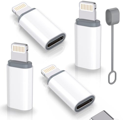 MFi Certified USB C to Lightning Adapter, 4 Pack 27W Fast Charging, Support Data Sync, Lightning to USB Type C Cable Adapter for
