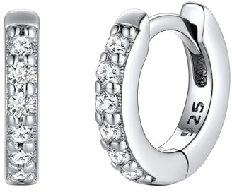 FaithHeart Strass Orecchini Argento S925 6/8/10/12mm Orecchini a Cerchio Oro con Strass Zirconi Orecchini Minimalisti