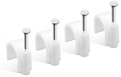 HuaoPOr Cable Clips, 10mm Cable Nail Clips (Pack of 100), White Round Wire Tidy Clips, for Outdoor and Ethernet, Wall Cable
