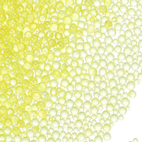 PATIKIL 1-3mm Mini Glass Bubble Beads 200g Tiny Iridescent Beads No Hole Water Droplet Balls for DIY Crafting Nail Art Resin Filler, Yellow
