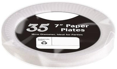 1ABOVE 35 Pack of 7-inch Disposable Paper Plates, 18cm White Paper Plates Perfect for Everyday use, Ideal for BBQ's, Parties and Events