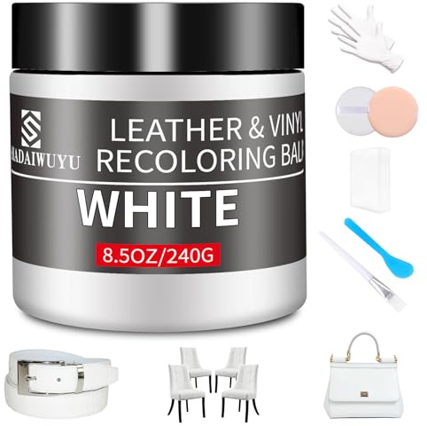 SHADAIWUYU Weiß Lederpflege Auto,Leder Reparatur Set,Flüssigleder,Lederfarbe,Kunstleder Reparaturset zum Reparieren von Sofas,Vinylmöbeln,Autositz,Lederschuhen,Sattel bei Verblassen und Kratzern