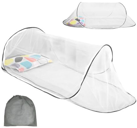 Moustiquaire Lit de Voyage Pliable et escamotable 200 x 80 x 56 cm, moustiquaire Portable pour Tente de Camping avec Fermeture éclair pour lit de Camping