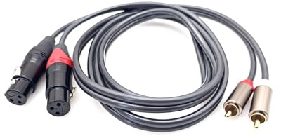 JZK 1.5m Doppio XLR a RCA cavo, 2 cavi XLR femmina a 2 cavi RCA maschio, cavo audio HiFi doppio rca a xlr per altoparlanti, amplificatori, mixer, microfoni, sistemi audio stereo HiFi