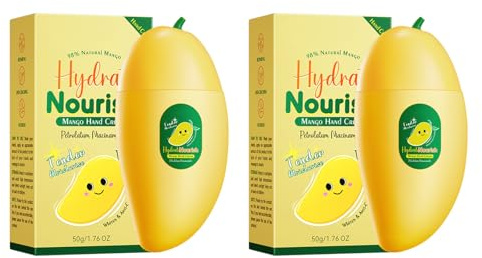 Mango-Handcreme, Feuchtigkeitscreme für Trockene, Hand Cream, Befeuchten und Befeuchten Sie die Haut, Verhindern Trockene Haut und Verbessert die Hautstruktur, 2Pack