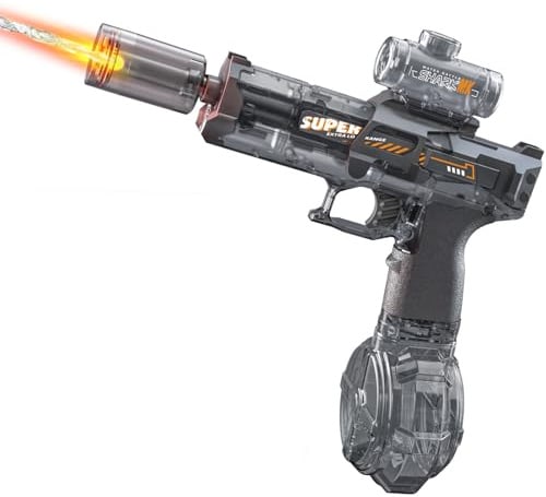 UROINT Elektrisch Wasserpistole für Kinder, Elektrische Wasser Pistole mit großer Reichweite, Spritzpistolen Water Gun mit LED-Licht Spielzeug für Erwachsene Jungen Mädchen (Pistole Schwarz)