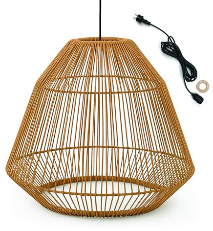 Lumisky Hängeleuchte für den Außenbereich, Maya, Outdor, Kabel, aus Polyrattan, Boho-Stil, 5 m Kabellänge