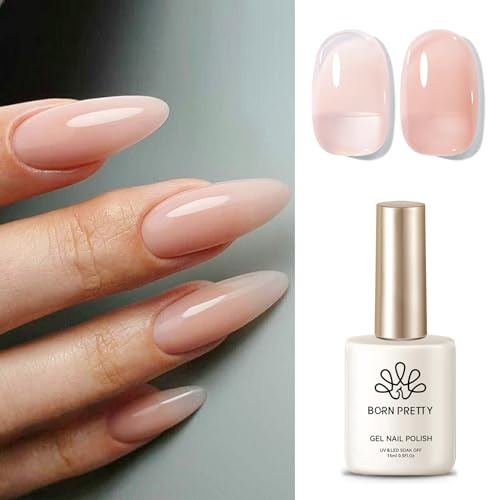 Born Pretty UV Nagellack Milky Jelly Nude Nacktaprikose 15ml | Gel Nagellack UV Milchiges Transparent LED Soak off Manicure Gel Lacquer Varnish