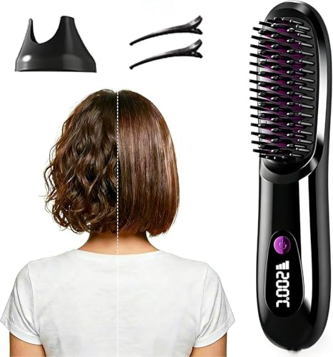 Luma Bliss Styling Bürste,Cefryna Stylingbürste für kurze Haare - Kompakte Rundbürste für Pixie & Bob mit Volumen, kabellos & schonend in 2 Min. gestylt