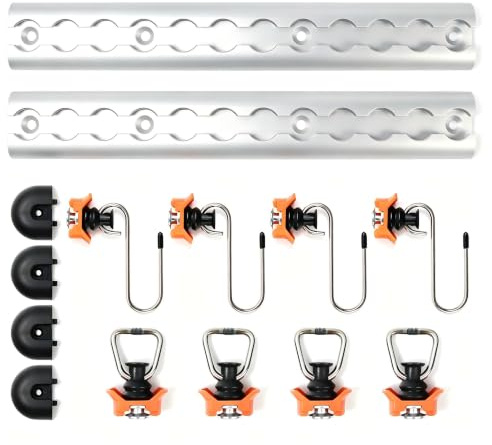 Airlineschienen Starter Set Inkl 4 Endkappen & 8 Single Fittinge | 2X 0,3m Eloxierte Aluminium Airlineschiene halbrund, Perfekt für Länge - Ladungssicherung in Anhänger, Camper, Wohnmobil usw.