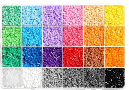 24 Colors 10000PCS Mini Fuse Beads, Ironing Beads Kit Melting Craft Supplies, 2.6mm Stress Relief Pixel Art Crafts 3D DIY Holiday Decor Melting Beads for Art Crafts