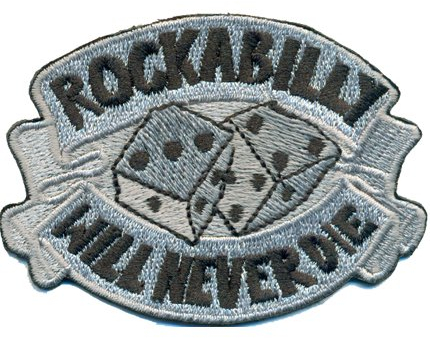 Rocker Aufnäher mit Spruch - Rockabilly will never die - Biker Patch zum annähen/aufbügeln l Rocker Kutten Aufbügler Sticker für alle Stoffe & Leder l Bügelflicken Applikation l 80x60mm