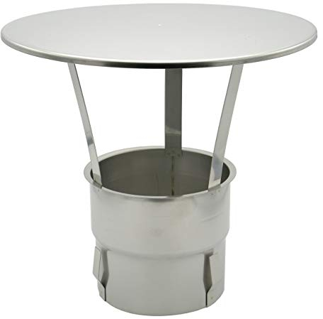 Regen-Haube mit Einschub 130mm Kaminhut aus Edelstahl mit Spannfedern ohne Werkzeug montierbar Säurebeständig zum einstecken universal langlebig passgenau