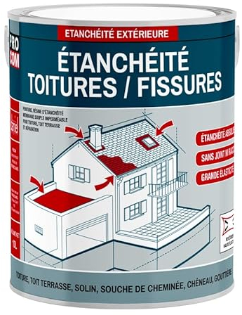 PRO COM Peinture, résine d'étanchéité toiture, réparation tuiles, fissures, anti-fuites, décore, protège, plusieurs coloris 0.75 litres