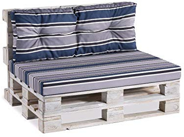 Gutekissen® Palettenkissen Palettenauflagen PPF (Sitzkissen 120x80 glatt, Blau-Grau 2)