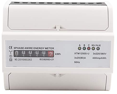 XTM1250S-U Appareil de mesure d'énergie numérique 3 phases 4 fils KWh DIN rail 6-Stelliges 20 (80) A