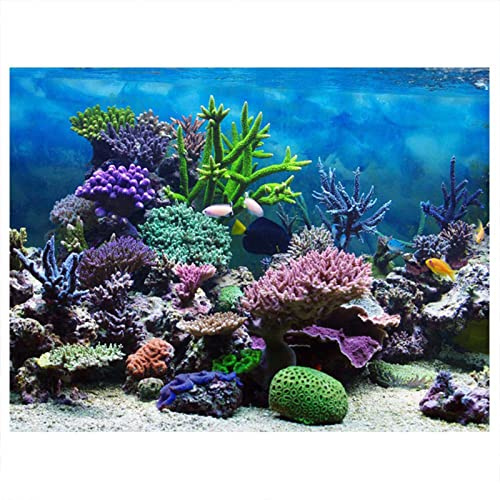 Fish Tank Decorations Background Pictures Aquarium PVC Adhesive Poster Underwater Coral Backdrop Decoration Paper Cling Decals Sticker(91 * 50cm)