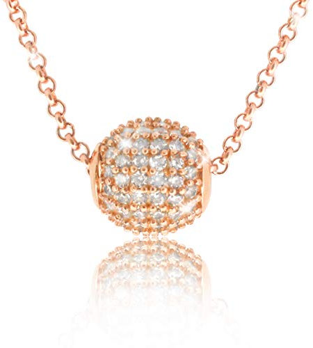 PAVELS Damen Halskette Grace ROSÉ Kugel Anhänger Kette Roségold plattiert mit echten Zirkonia in AAA Qualität inkl. Einer hochwertigen Schmuckbox und Echtheits-Zertifikat