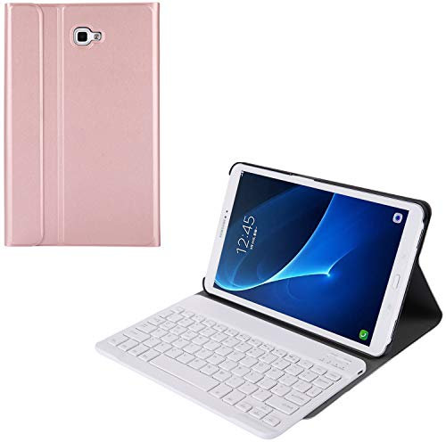 Funda con teclado para Samsung T580/T585, funda de piel sintética con teclado inalámbrico Bluetooth para Samsung Galaxy Tab A 10.1 (2016) [sin versión S-Pen] [SM-T580/T585]