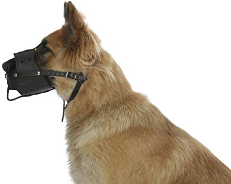 Kerbl Pet Leder Maulkorb M, schwarz, U 26cm, Korbtiefe 7,5cm