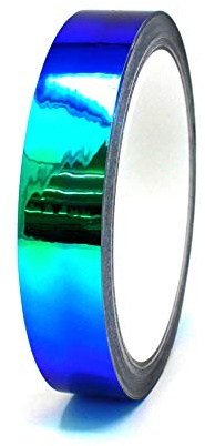 10 Meter Flip Flop Chrom Zierstreifen Basteln Effektfolie Hologramm Chameleon Auto Motorrad Modellbau Klebestreifen (FF4 Blau/Grün, 15mm Breite)