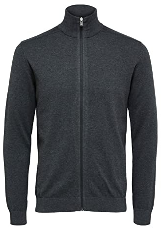 SELECTED HOMME Herren Slhberg Full Zip Cardigan B Noos Sweatshirt, Grau (Antracit/Melange), XL