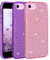 Wisdompro 2 Coques à Paillettes pour iPhone SE 2022/SE 2020, iPhone 8, iPhone 7, Coque de Protection à Paillettes pour Femmes et Filles, Coque de téléphone Mince pour iPhone (4,7) – Rose + Violet