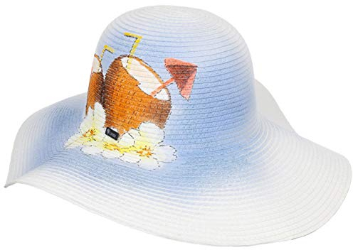 Lipodo Coconut Drink Schlapphut - Flapper-Stil - Sommerlicher Sonnenhut mit breiter Krempe für Damen - Kollektion Frühjahr/Sommer weiß One Size