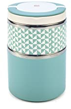 Iris Barcelona - Lunch Box Doble, Fiambrera Térmica de Acero Inox 18/8, Taper con 2 Compartimentos, Tapa Aislante, Asa, Válvula Anti-Vacío y BPA Free, 900 ml Verde