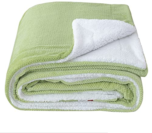 SOCHOW Coperta in Pile Sherpa Waffle, Coperta in Peluche Reversibile Super Soft Fuzzy Calda, Leggera e Soffice per Divano Letto Verde Lime 220 x 240 cm