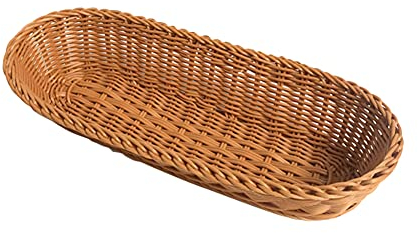 Cesta de Almacenamiento Trenzada Rectangular para Pan de Plástico, Lavable Cesta para Pan de Mimbre, Cestas de Comida para Frutas, Verduras