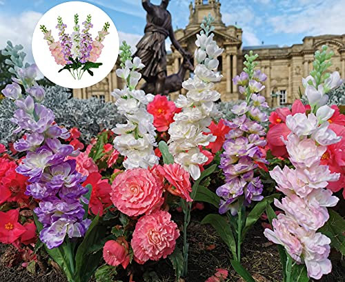 Garden 365 - Artificial Hyacinth 5 PACK - Artificial Garden Plants Outdoor For Year Round Colour, Mixed Pink, White & Purple - 5 PACK