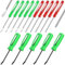 15 Pieces Pocket Screwdriver with Magnet Pocket Clips 2 Ends Mini Top Slotted and Cross Head Slotted Head with Magnet Top Mini Pry Bar Set,Green,Red