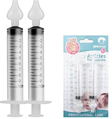 Sistema de Aspirador Nasal Bebes, Silicona limpiador de Nariz Seguro, Reutilizable de Jeringas Irrigador Nasal para Bebes, limpiador de Nariz Seguro, para Bebé( (2)