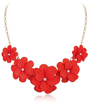 EVER FAITH Collier Femme Argent Collier Fleur Floral Été Plage Sautoirs Colliers pour Femmes Filles