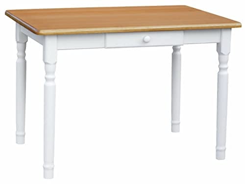 k koma Esstisch Küchentisch Tisch MASSIV Kiefer weiß Honig MIT SCHUBLADE - NEU Alder (70 x 100)