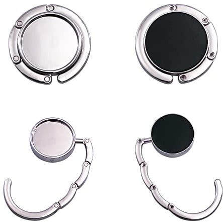 Aidqxbaoer 2x Gancio Borsa da Tavolo - Appendi Borsa in Alluminio Pieghevole Antiscivolo Antigraffio - Appendiborsa Scrivania Max 3 kg - Argento