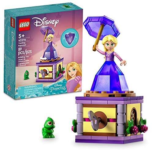 LEGO Disney Prinzessin Twirling Rapunzel Gebäude Spielzeug 43214, mit Diamant-Kleid Mini-Puppe und Pascal Die Chamäleon Figur, Wind Up Spielzeug Rapunzel, Disney Sammelspielzeug für Mädchen & Jungen