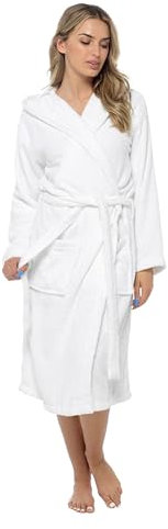 kraftd Womens Robes Ladies Dressing Gown Terry Towelling Cotton Hooded Bathrobe