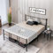 COSTWAY Metallbett Bettrahmen für 200 x 160 cm Matratze, Doppelbettgestell, Bettgestell mit Lattenrost, Stauraum unter dem Bett, Gästebett Plattformbett Metall