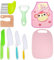 9 Cuchillos de Cocina para Niños, Juego de Cuchillos para Niños Que Incluye Cuchillo Seguro para Niños de Madera, Babero, Cuchillo Dentado para Niños, Pelador, Tabla de Cortar, Rosado