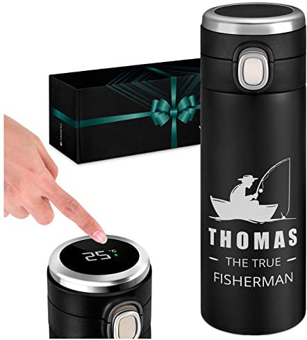 Maverton Thermal Mug for Man - Customisable 400 ml Travel Tumbler for him - Coffee On The Go - Mens Gadgets - Coffee Mug for Birthday - Personalised Tumbler for boy - Fish