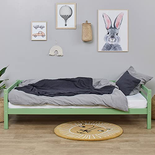 Hoppekids ECO Dream Kinderbett 90x200 mit Lattenrost | Blasse Grün Massivholz | Holz Bett für Mädchen und Jungen