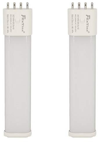 FExYinz 2G7 LED Bulb Flicker-Free Eye-protetcion Mercury-Free Warm White 6 Watt 600 Lumens Ra 90 PLS Lamp Compact Fluorescent Light (CFL) Replacement 4 Pin Tube Light 2 Pcs